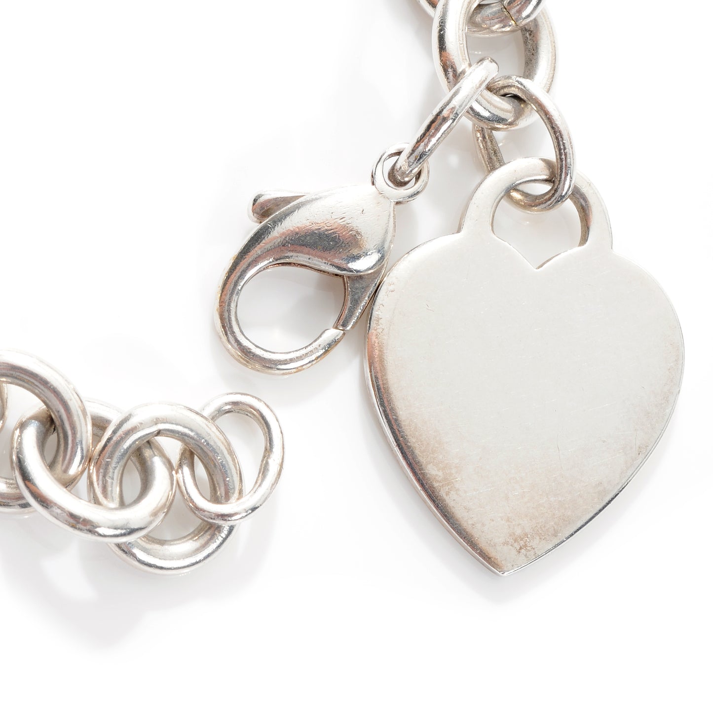 Sterling Silver Heart Tag Charm Bracelet