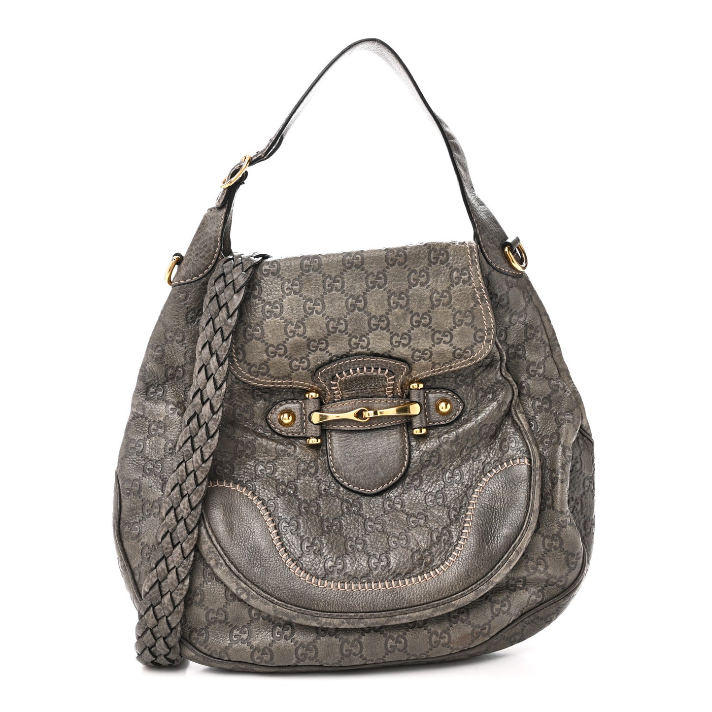 Guccissima Large New Pelham Satchel Grey