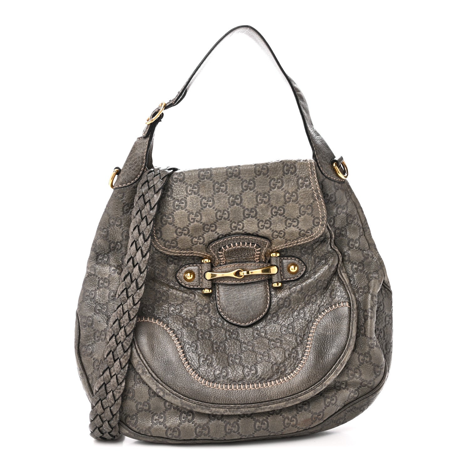 Gucci Guccissima Large New Pelham Satchel Grey 1 of 10