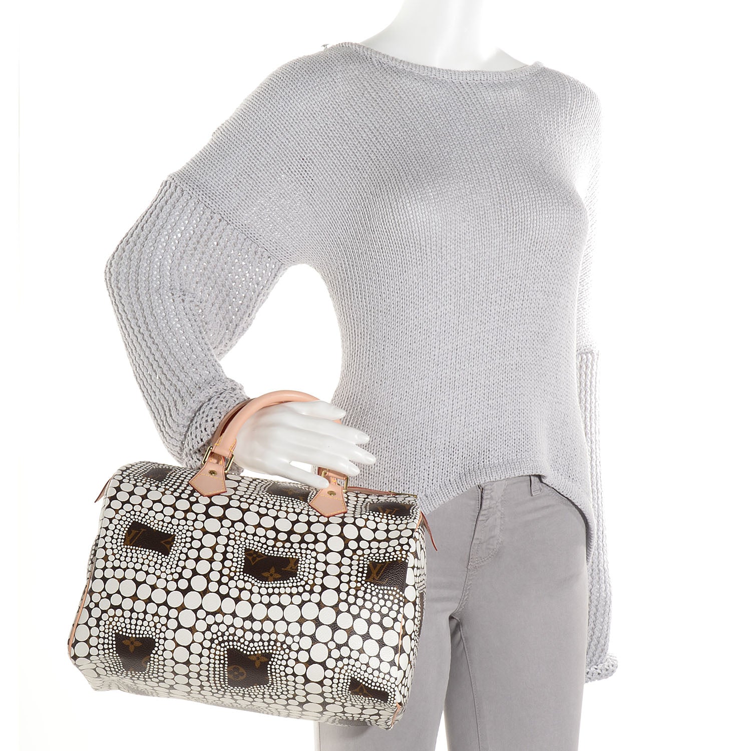 Louis Vuitton Monogram Kusama Town Speedy 30 White 2 of 7