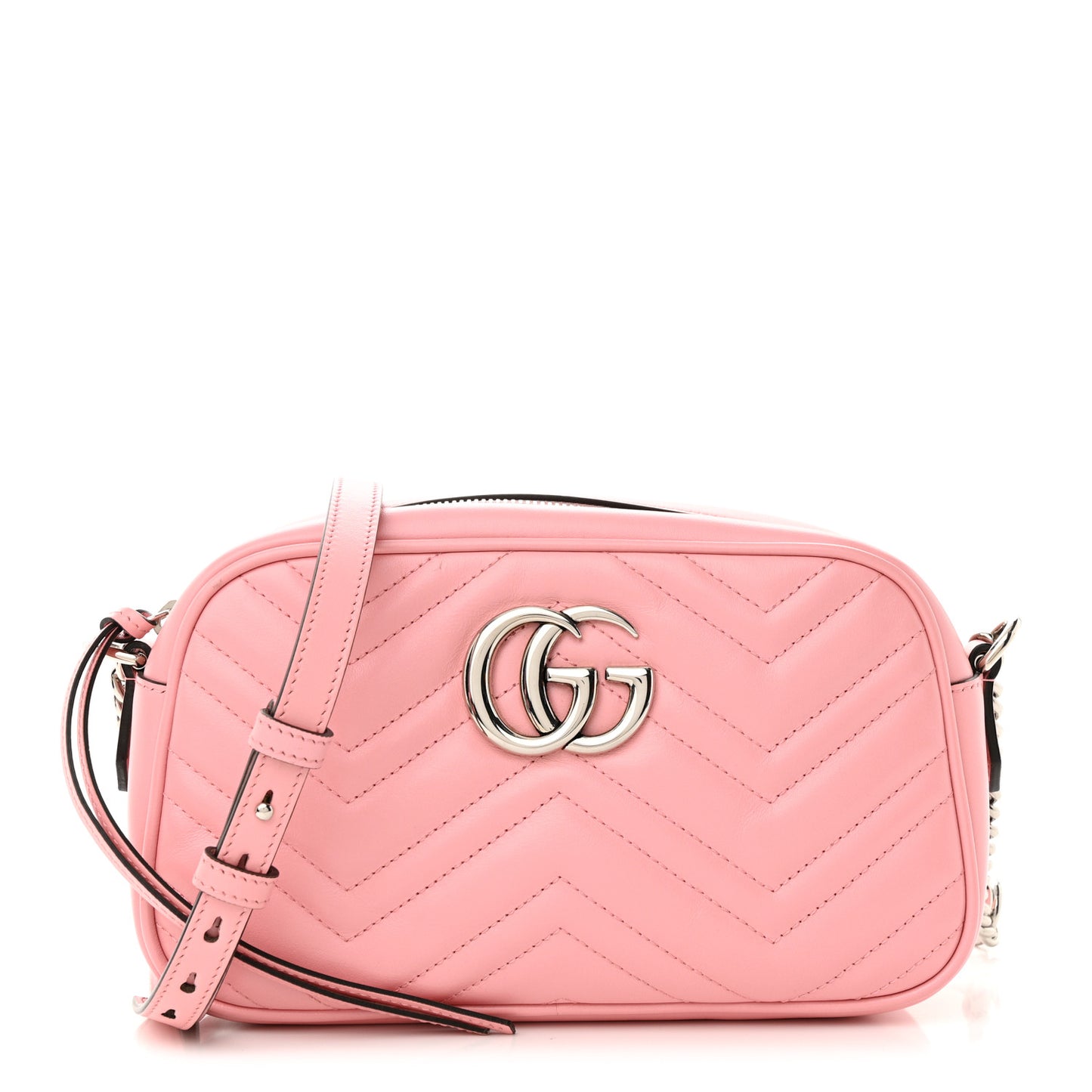 Calfskin Matelasse Small GG Marmont Chain Shoulder Bag Wild Rose
