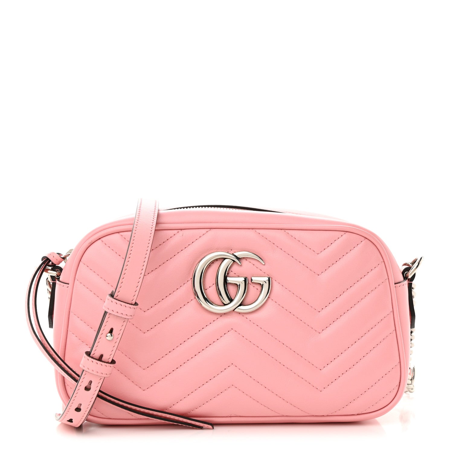 Gucci Calfskin Matelasse Small GG Marmont Chain Shoulder Bag Wild Rose 1 of 10