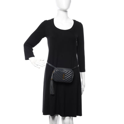 Saint Laurent Calfskin Matelasse Monogram Lou Belt Bag Dark Smog 2 of 11