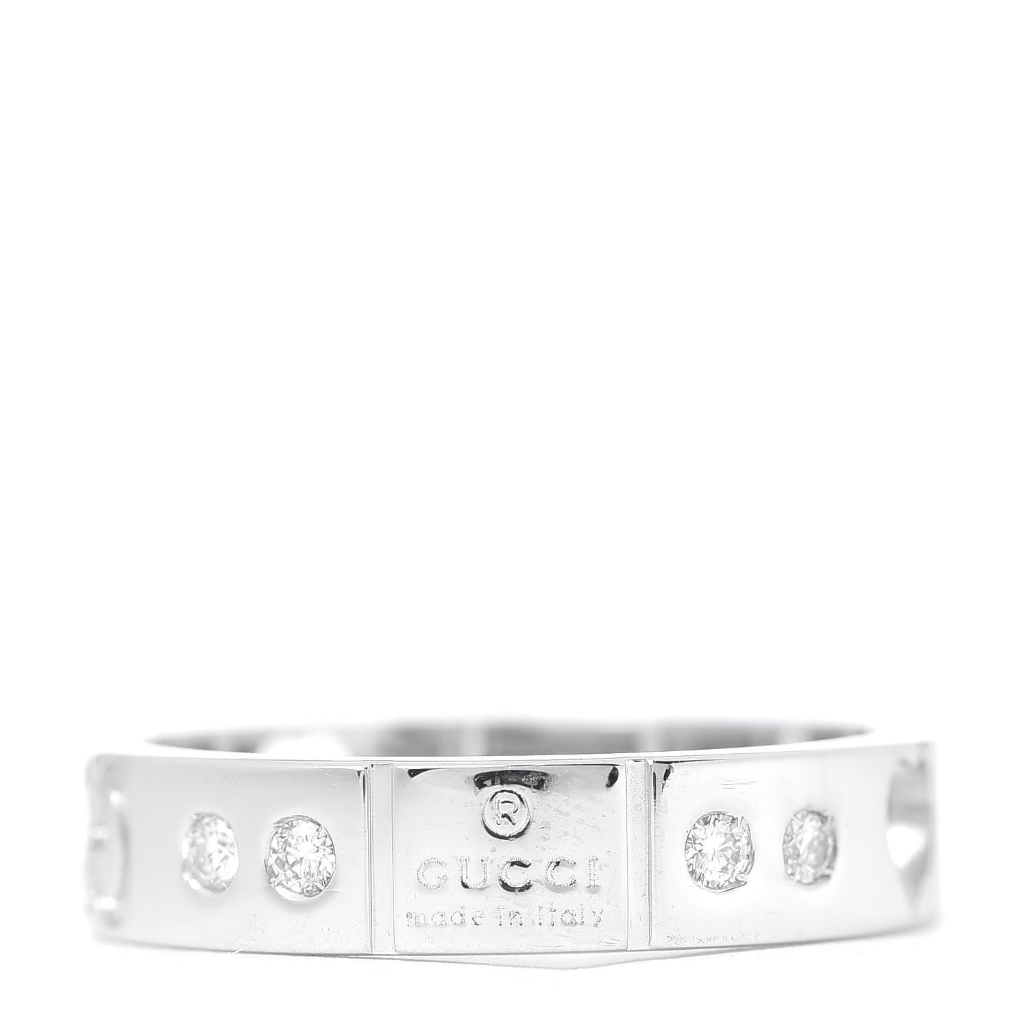 Gucci 18K White Gold Diamond Amor Icon Thin Band Ring 48 4.5 3 of 6