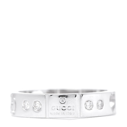 Gucci 18K White Gold Diamond Amor Icon Thin Band Ring 48 4.5 3 of 6