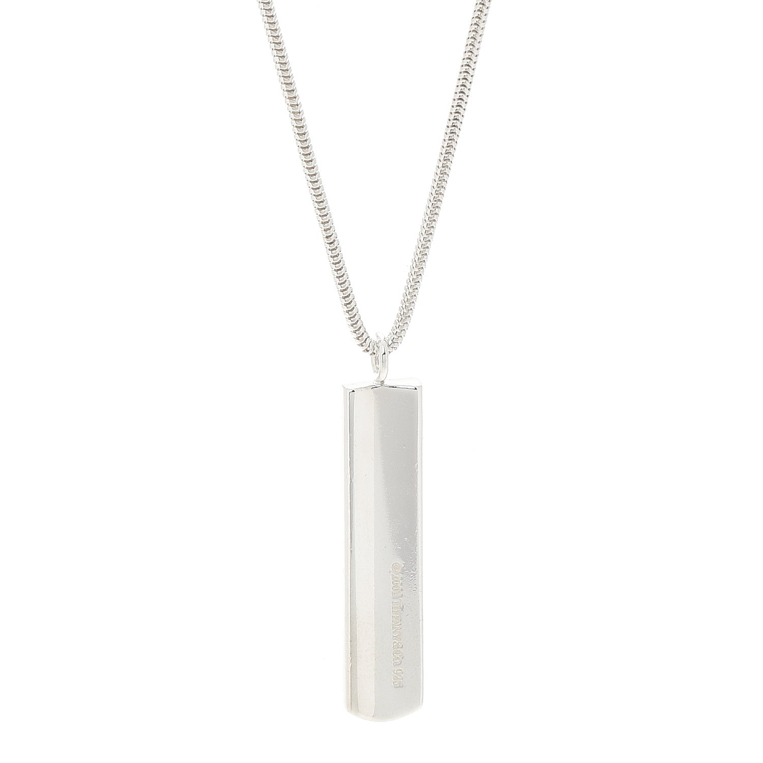 Tiffany Sterling Silver 1837 Bar Pendant Necklace 5 of 7
