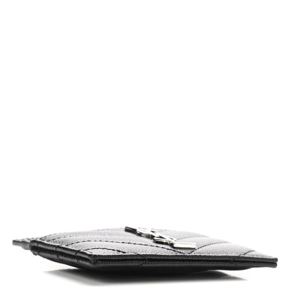 Saint Laurent Grain De Poudre Matelasse Chevron Monogram Credit Card Case Black 4 of 8