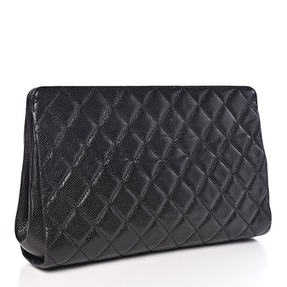 Chanel Caviar Quilted CC Large Clutch Black 3 of 9
