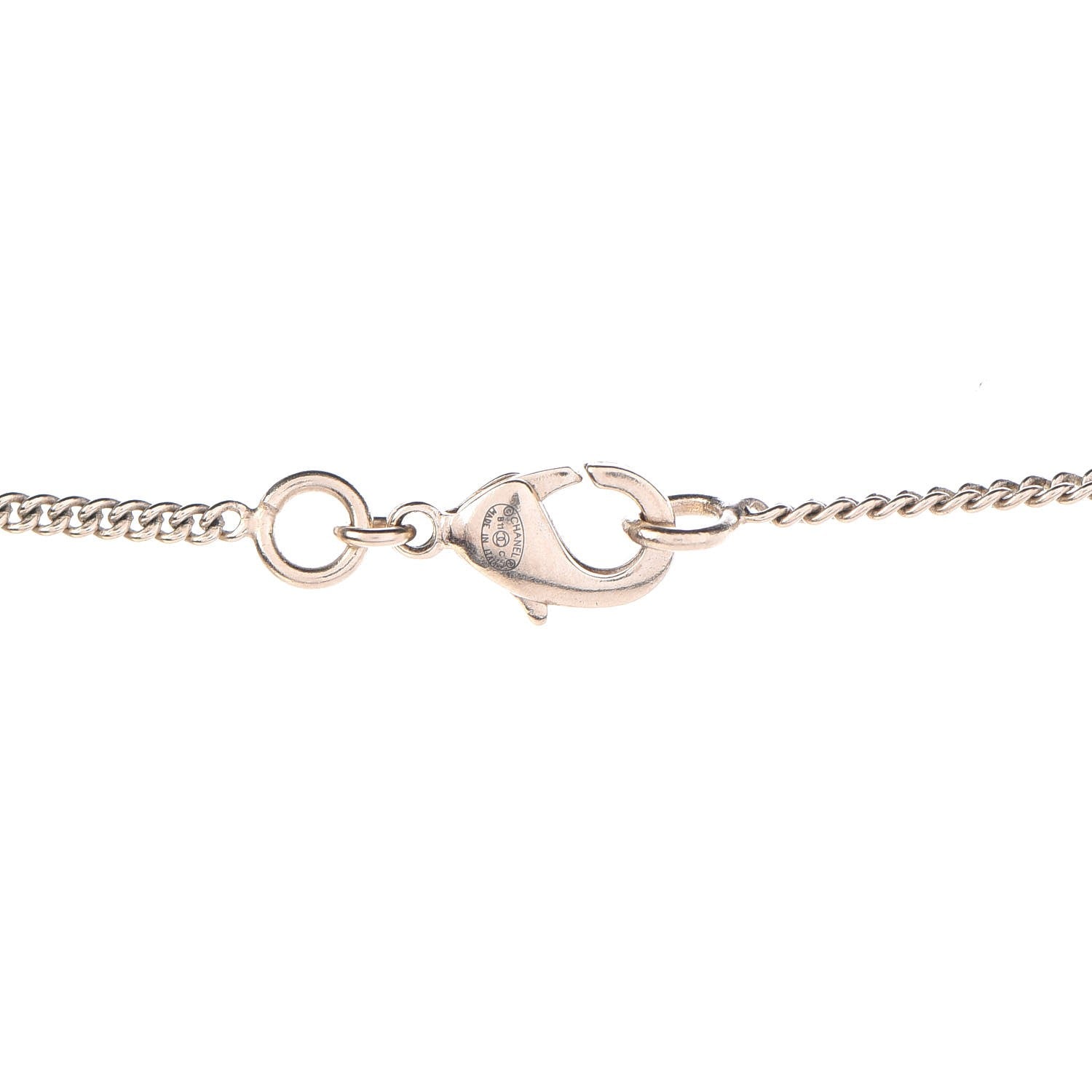 Chanel Fabric Plaid CC Necklace Pink 6 of 6