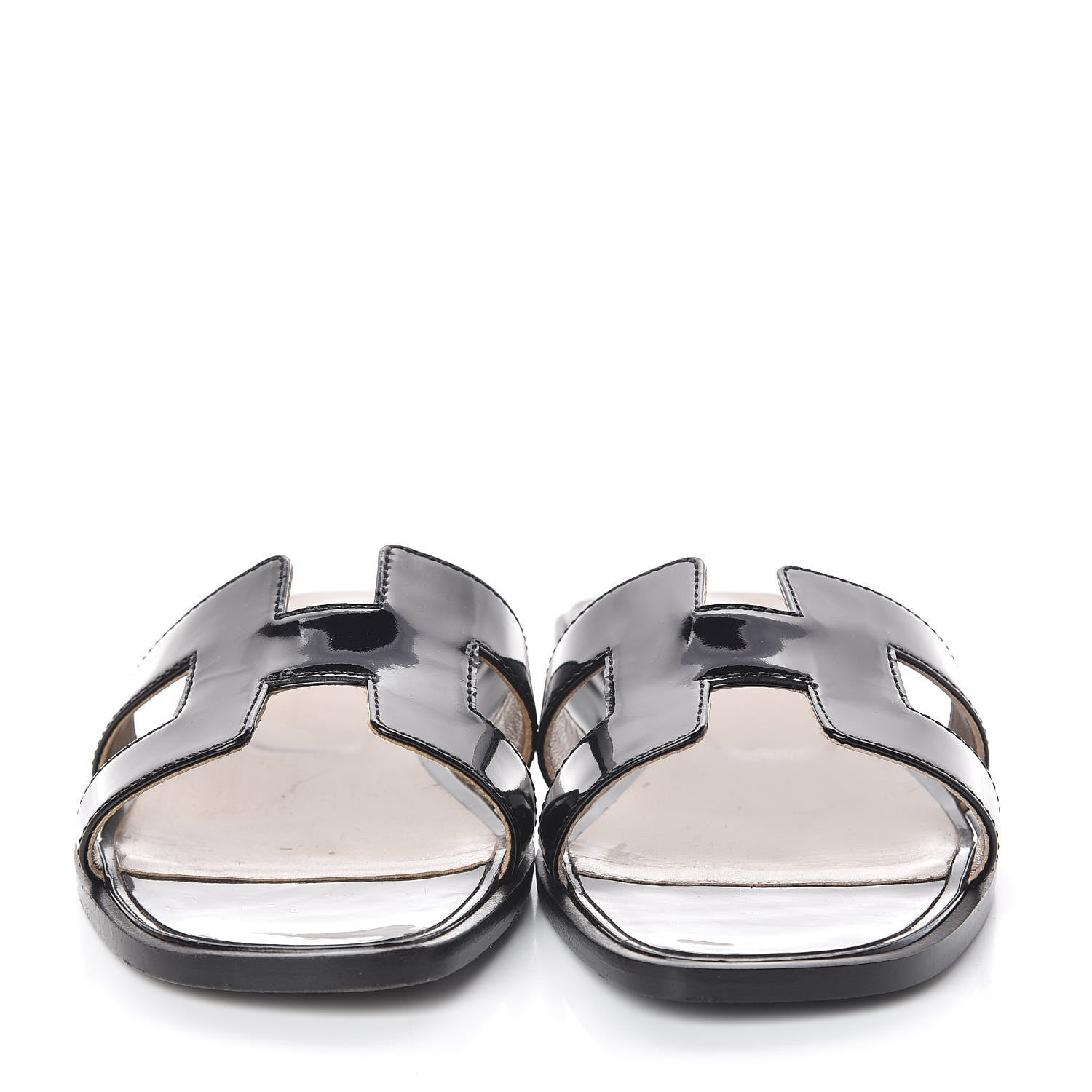 Hermes Patent Oran Sandals 37 Black 2 of 10