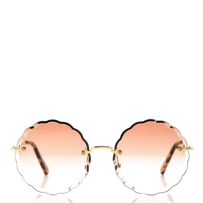 Chloe Rosie Bevelled Round Sunglasses CE142S Gold Gradient Brown 2 of 7