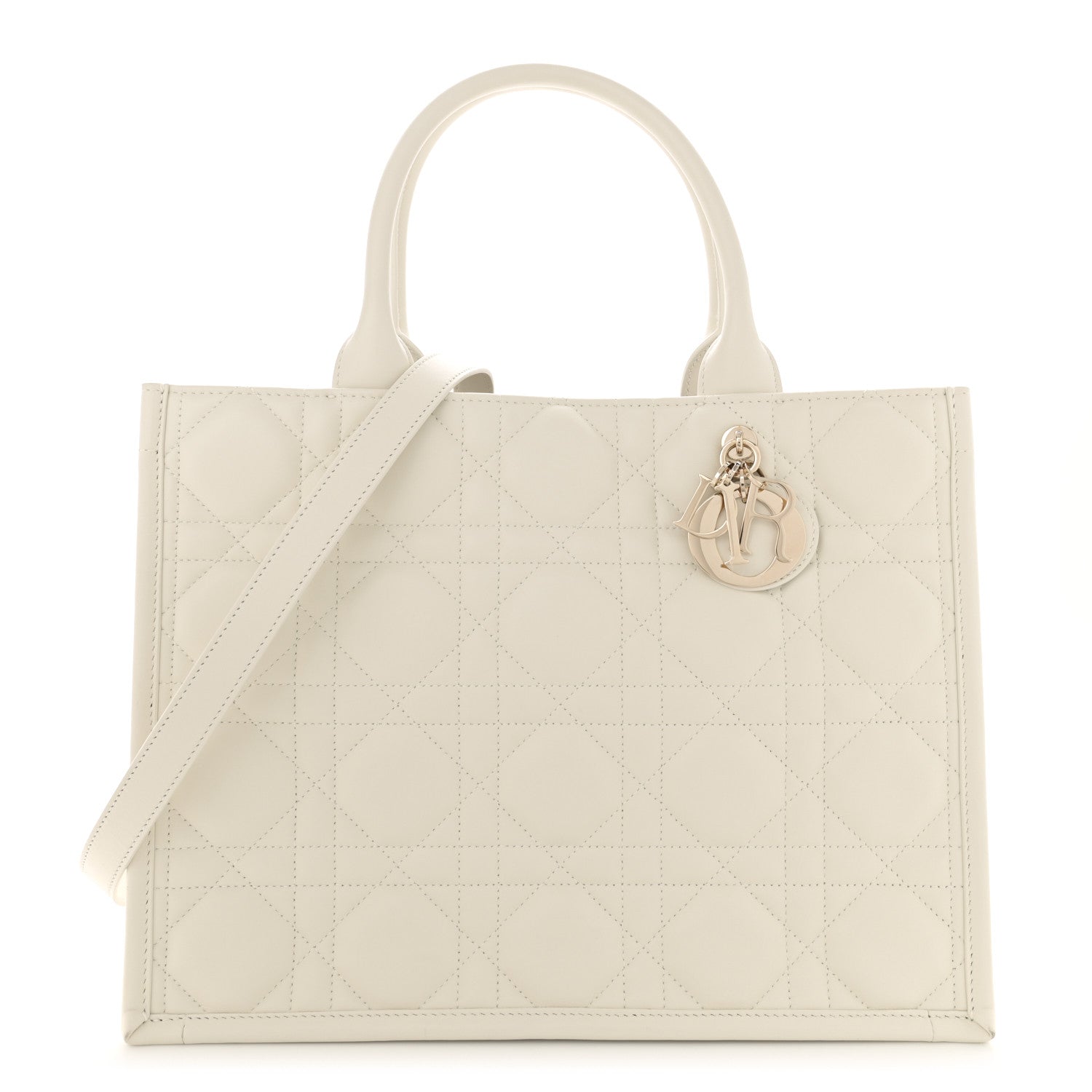 Christian Dior Calfskin Macro Cannage Medium Book Tote White 1 of 12