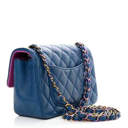 Chanel Lambskin Quilted Mini Rectangular Flap Blue Purple 3 of 10