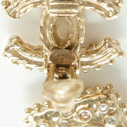 Chanel Crystal CC Drop Earrings Gold 4 of 5