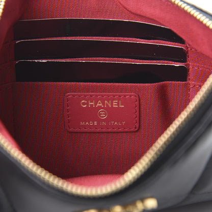 Chanel Shiny Goatskin Quilted Small 19 Pouch Black 6 of 8