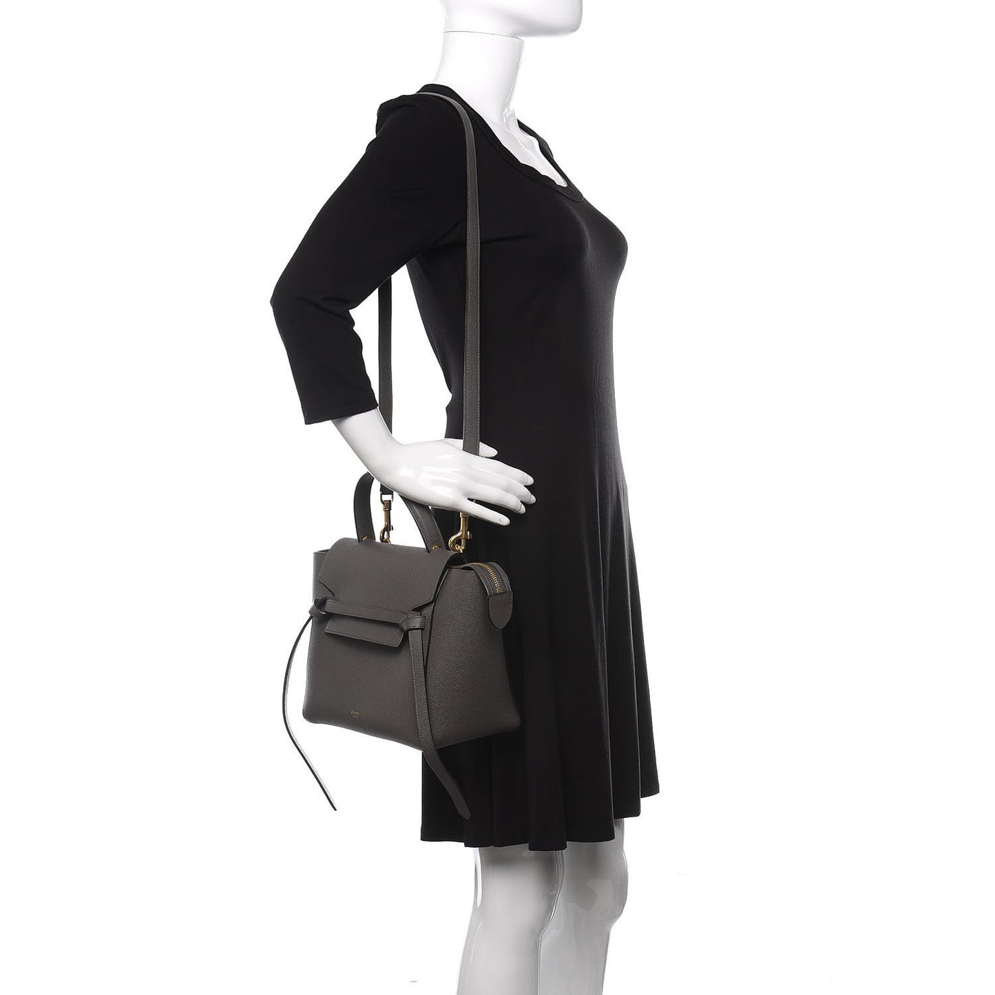 Baby Grained Calfskin Micro Belt Bag Grey