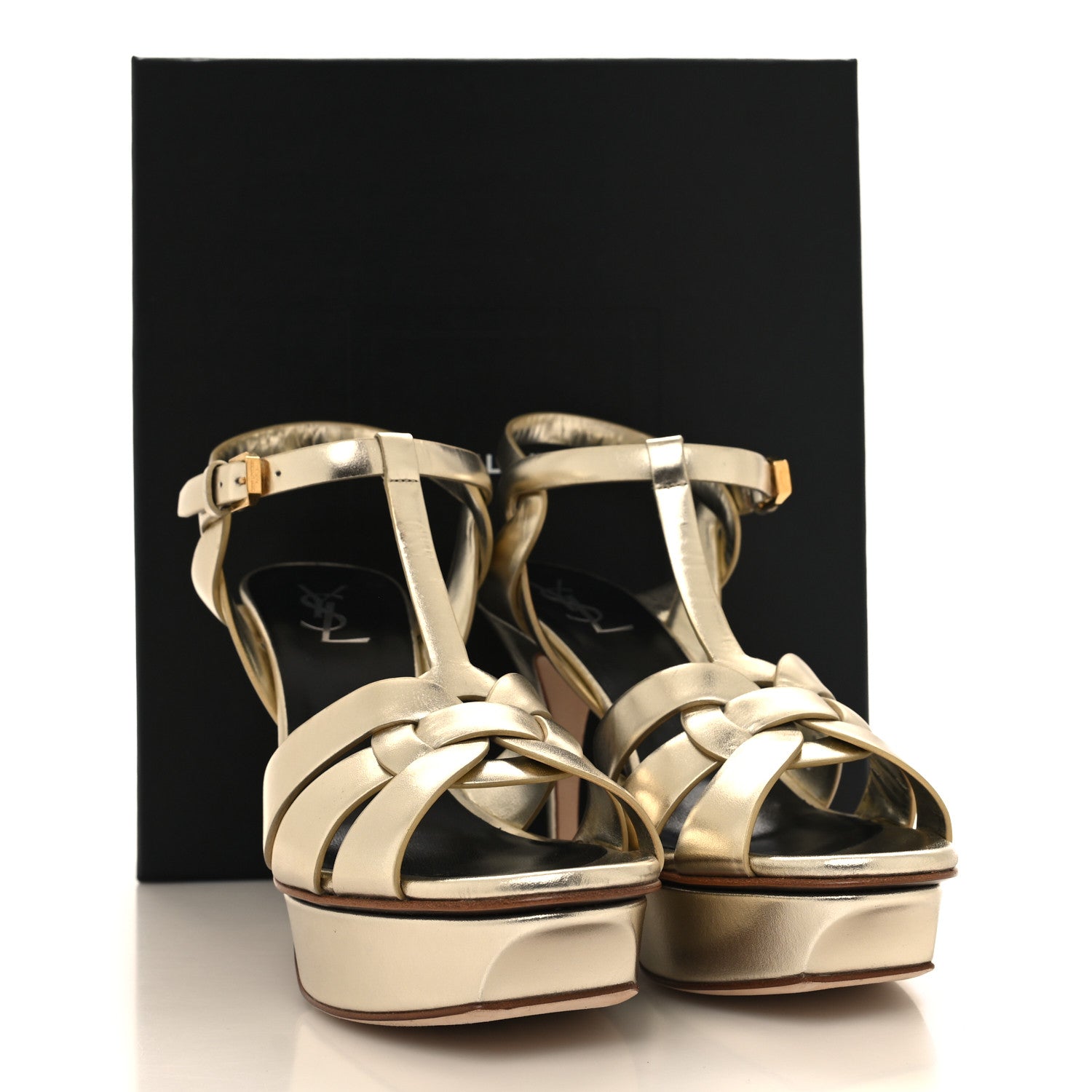 Saint Laurent Metallic Nappa Tribute 75 Platform Sandals 39.5 Platino 9 of 9