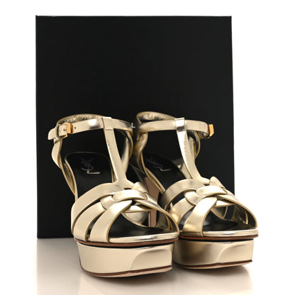 Saint Laurent Metallic Nappa Tribute 75 Platform Sandals 39.5 Platino 9 of 9