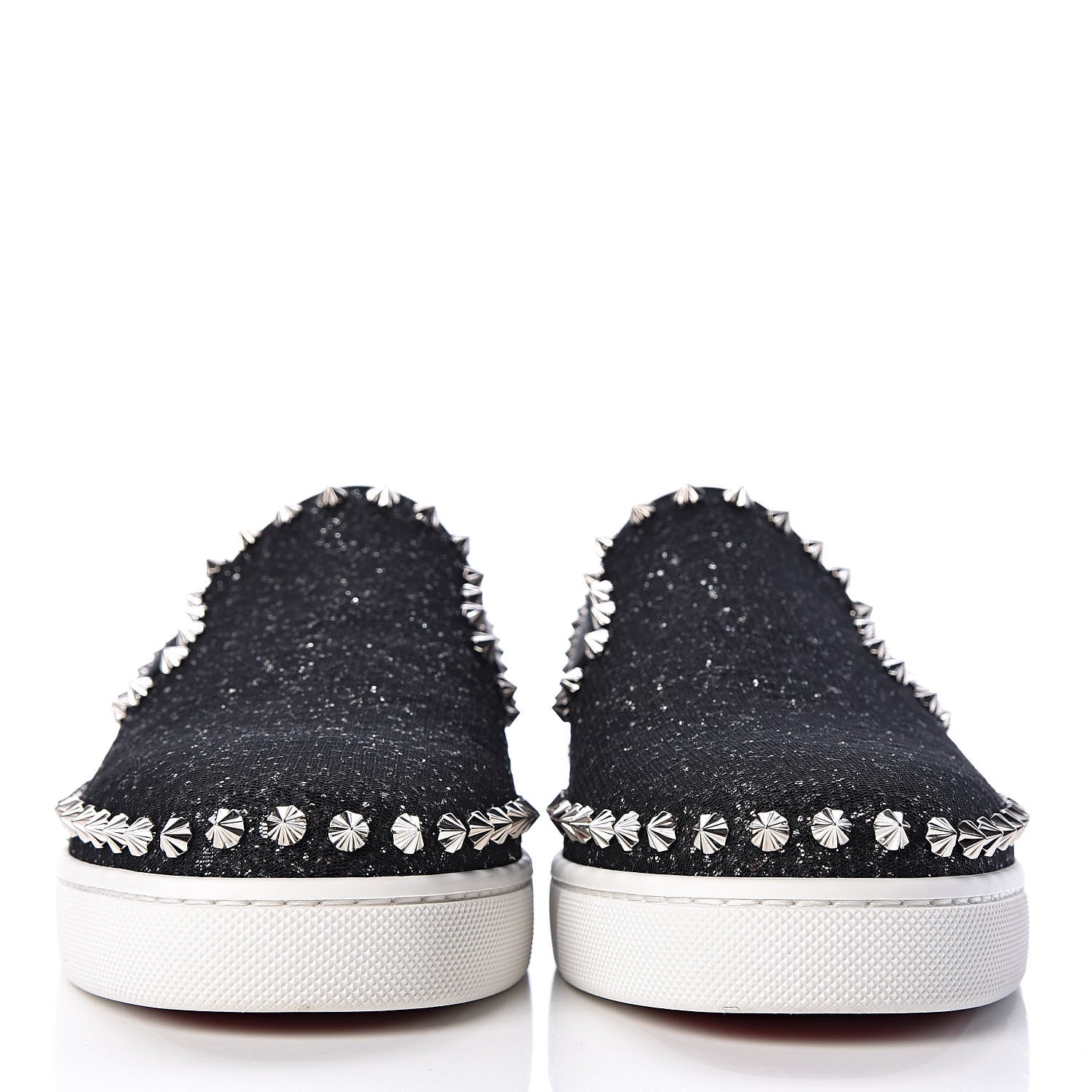 Christian Louboutin Glitter Tennis Spikes Womens Pik Boat Sneakers 37.5 Black 2 of 7