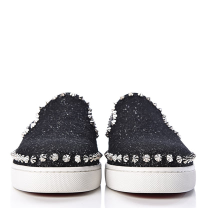 Christian Louboutin Glitter Tennis Spikes Womens Pik Boat Sneakers 37.5 Black 2 of 7