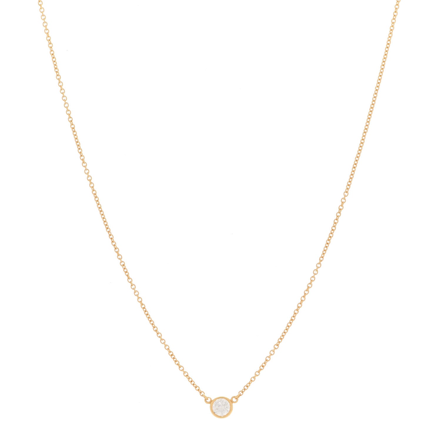 Tiffany 18K Yellow Gold Diamond .21ct Elsa Peretti Diamonds by the Yard Pendant Necklace 1 of 6