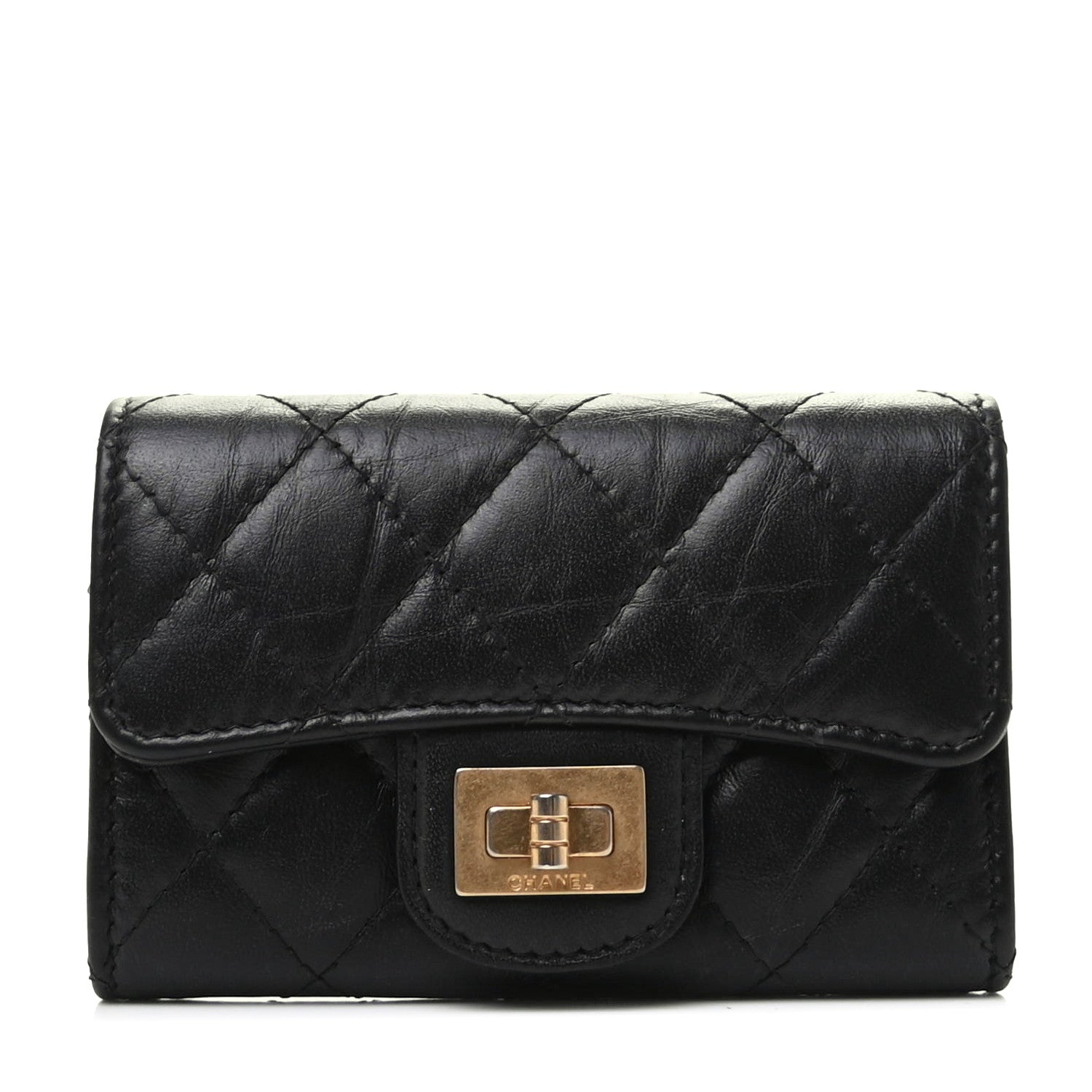 Chanel Aged Calfskin Quilted Reissue Flap Card Holder Black 1 of 9