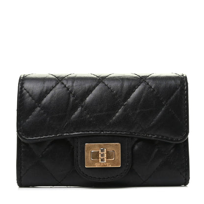 Chanel Aged Calfskin Quilted Reissue Flap Card Holder Black 1 of 9
