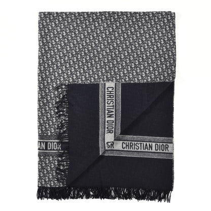 Christian Dior Cashmere Wool CD Oblique Throw Blanket Blue 2 of 4