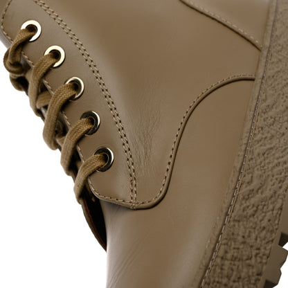 Chanel Calfskin CC Turnlock Lace Up Boots 40 Beige 11 of 12