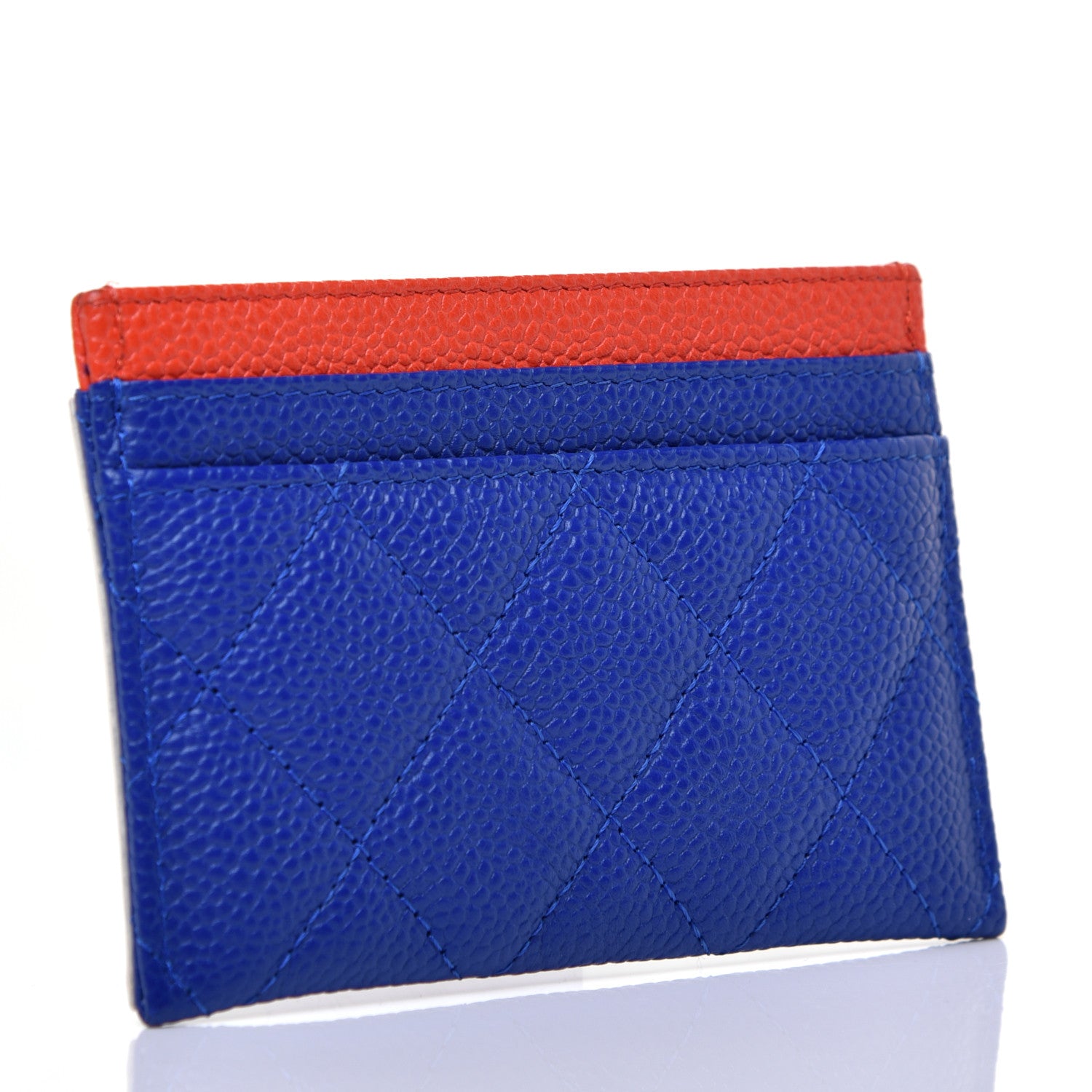 Chanel Caviar Quilted Filigree Card Holder Blue White Red 3 of 8