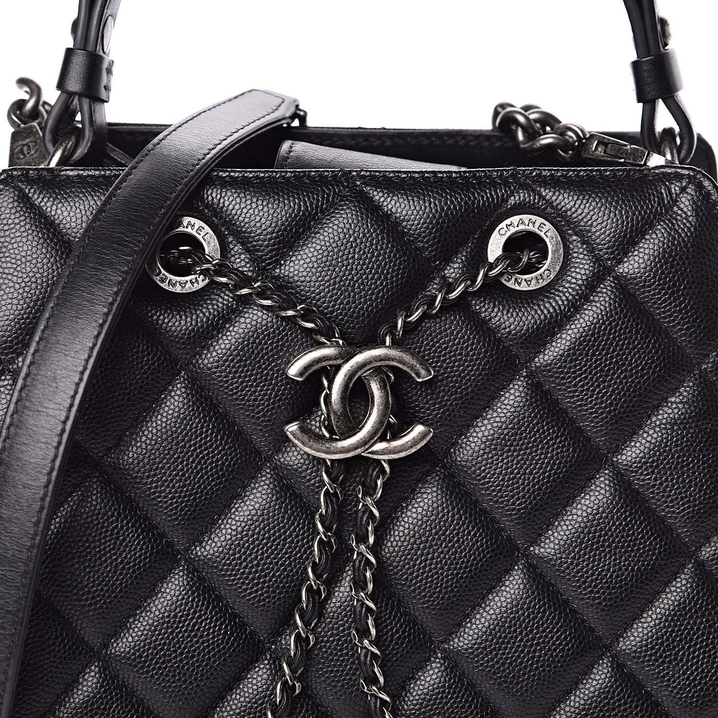 Caviar Quilted Small CC Bucket Bag Black