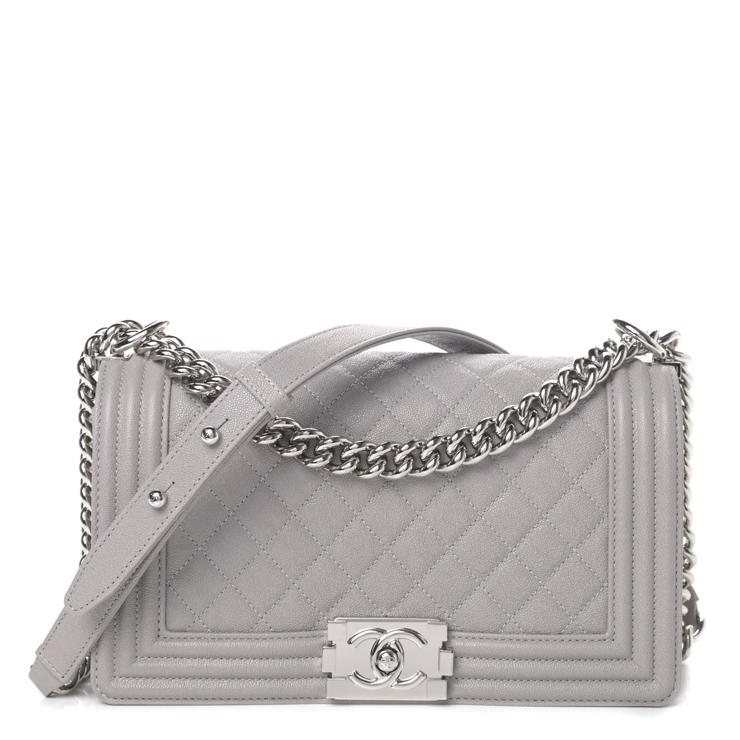 Chanel Caviar Quilted Medium Boy Flap Light Grey 1 of 3