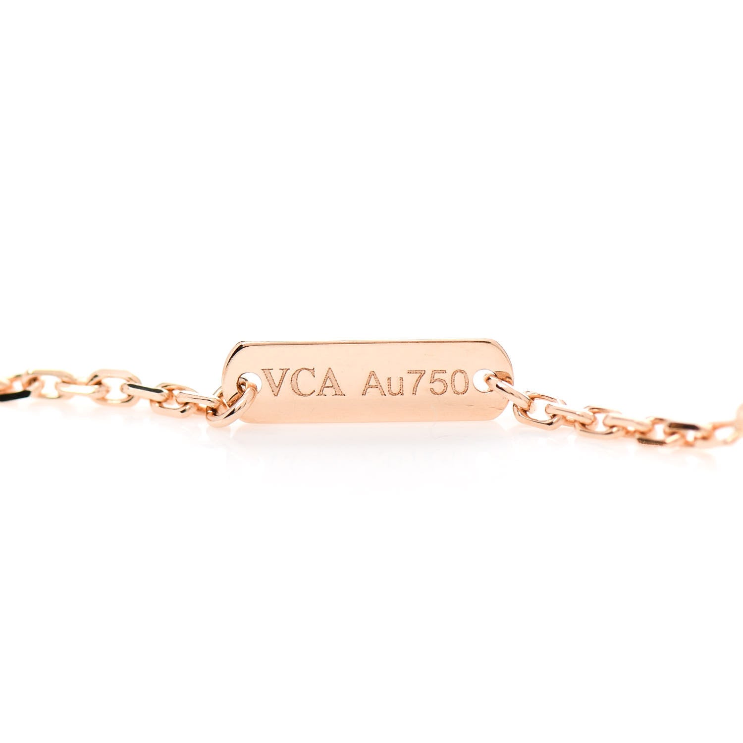 Van Cleef & Arpels 18K Rose Gold Diamond Rhodonite Vintage Alhambra Pendant Necklace 5 of 5