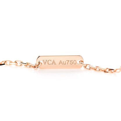 Van Cleef & Arpels 18K Rose Gold Diamond Rhodonite Vintage Alhambra Pendant Necklace 5 of 5