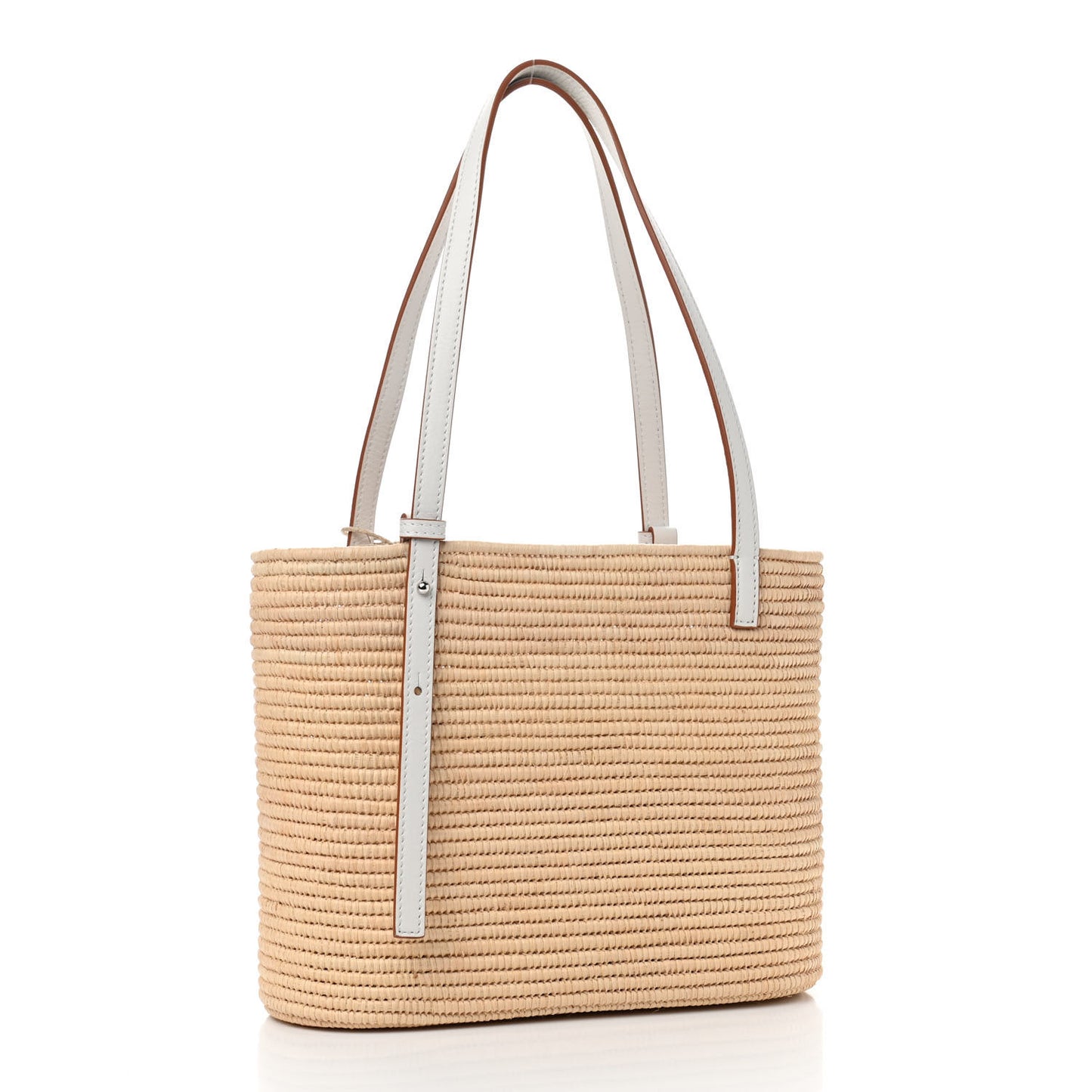 Raffia Square Basket Tote Bag Natural White