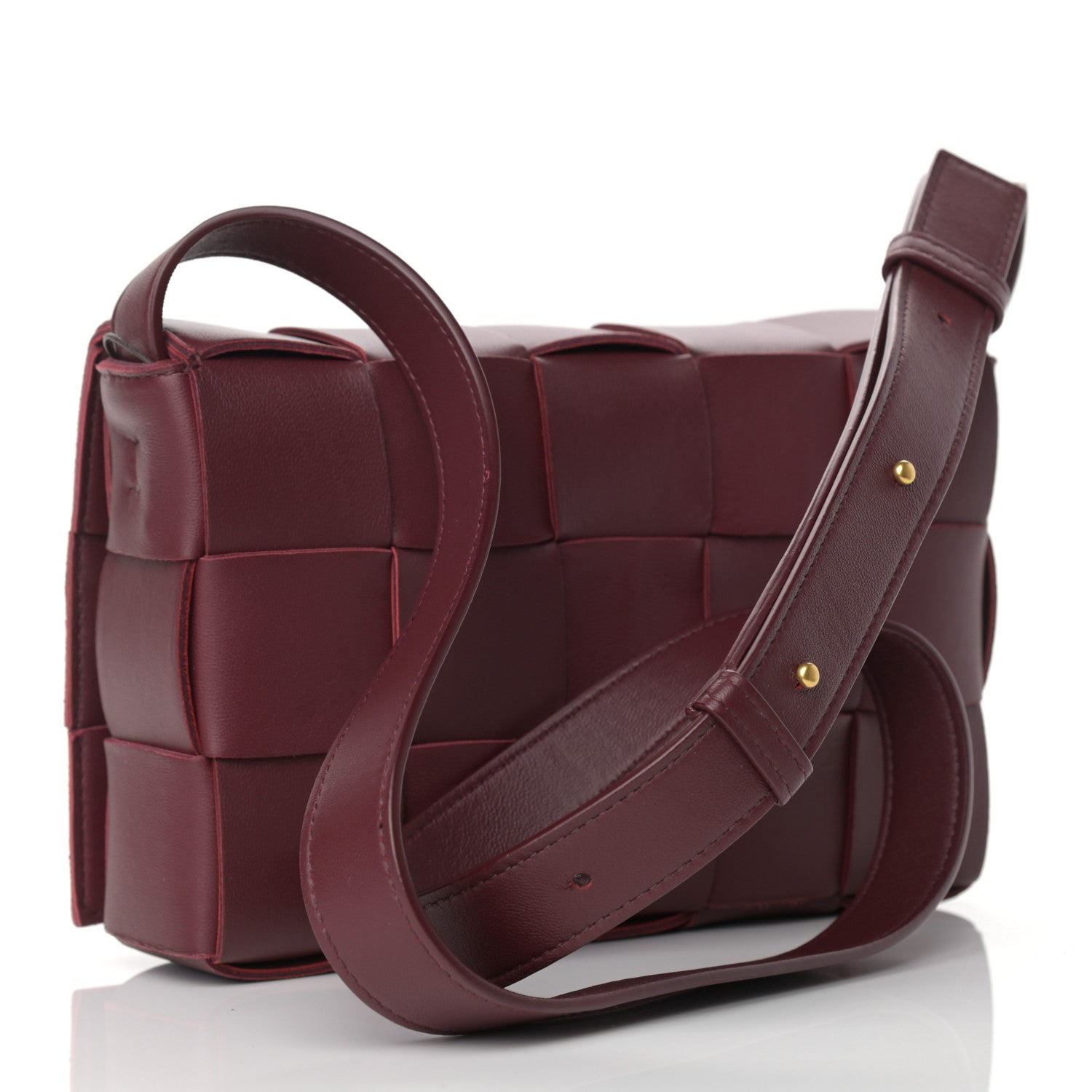 Bottega Veneta Lambskin Maxi Intrecciato Cassette Crossbody Bag Bordeaux 2 of 8