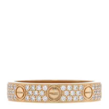 Cartier 18K Yellow Gold Diamond 4mm LOVE Wedding Paved Band Ring 52 6 3 of 5