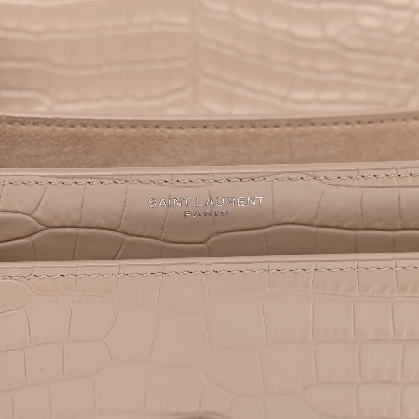 Calfskin Crocodile Embossed Medium Monogram Sunset Rose Antic