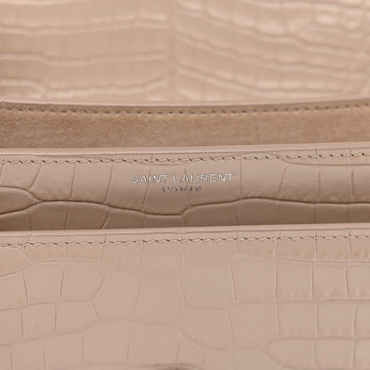 Saint Laurent Calfskin Crocodile Embossed Medium Monogram Sunset Rose Antic 8 of 11