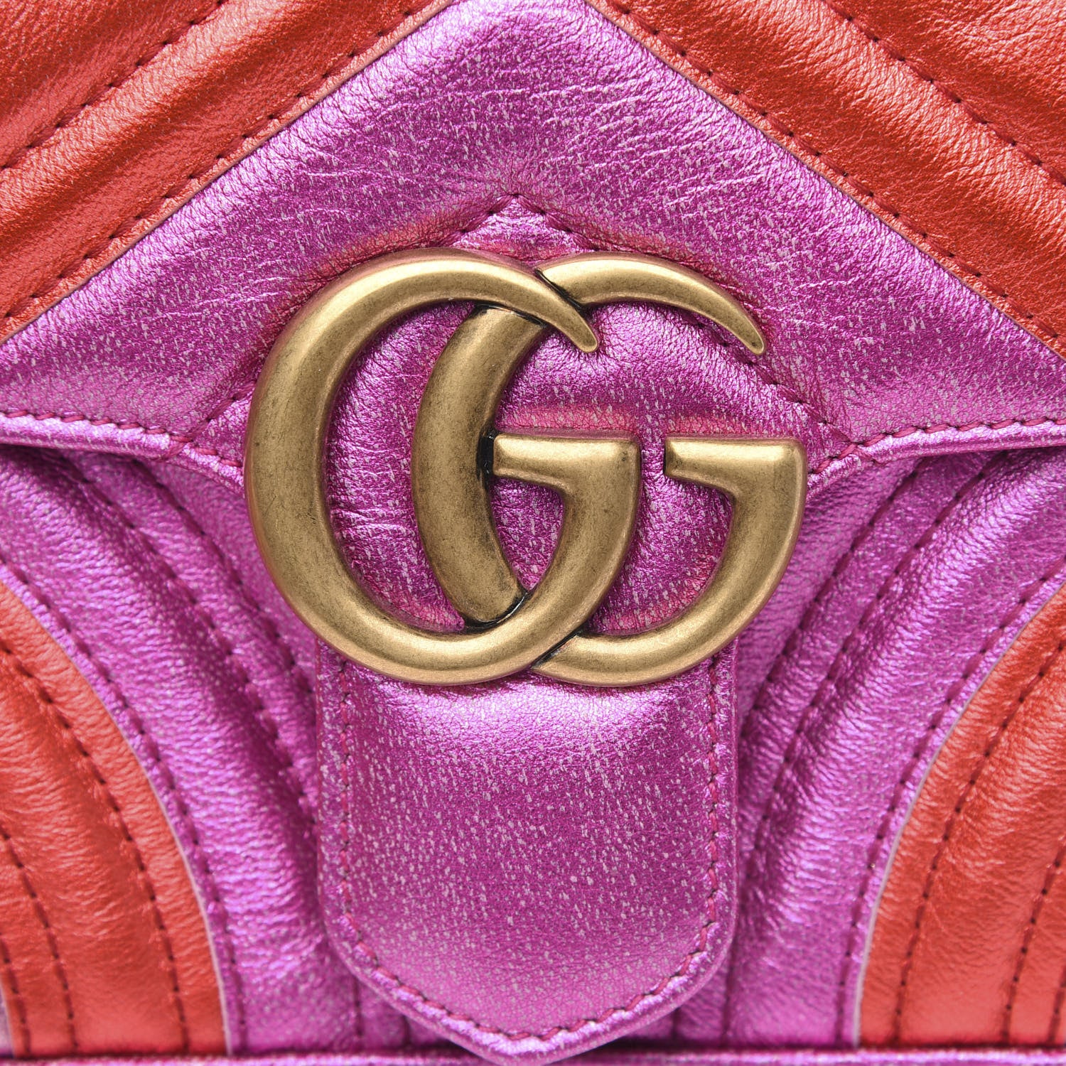Gucci Metallic Calfskin Matelasse Mini GG Marmont Shoulder Bag Fuchsia 10 of 10