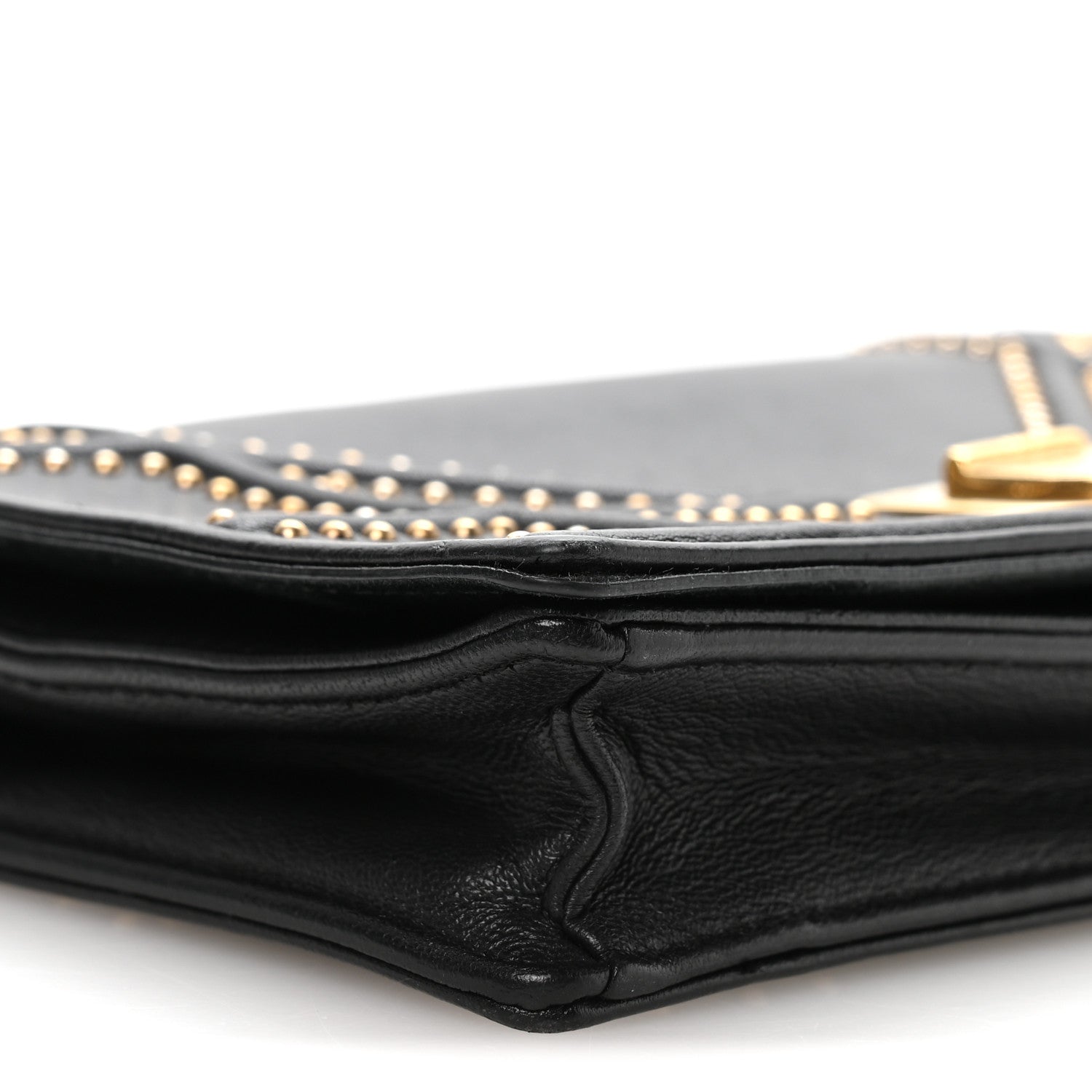 Christian Dior Calfskin Studded Diorama Wallet on Chain Pouch Black 8 of 10