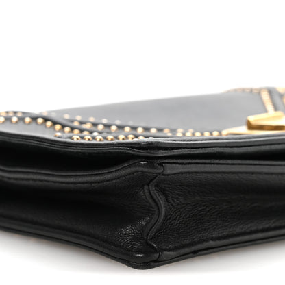 Christian Dior Calfskin Studded Diorama Wallet on Chain Pouch Black 8 of 10