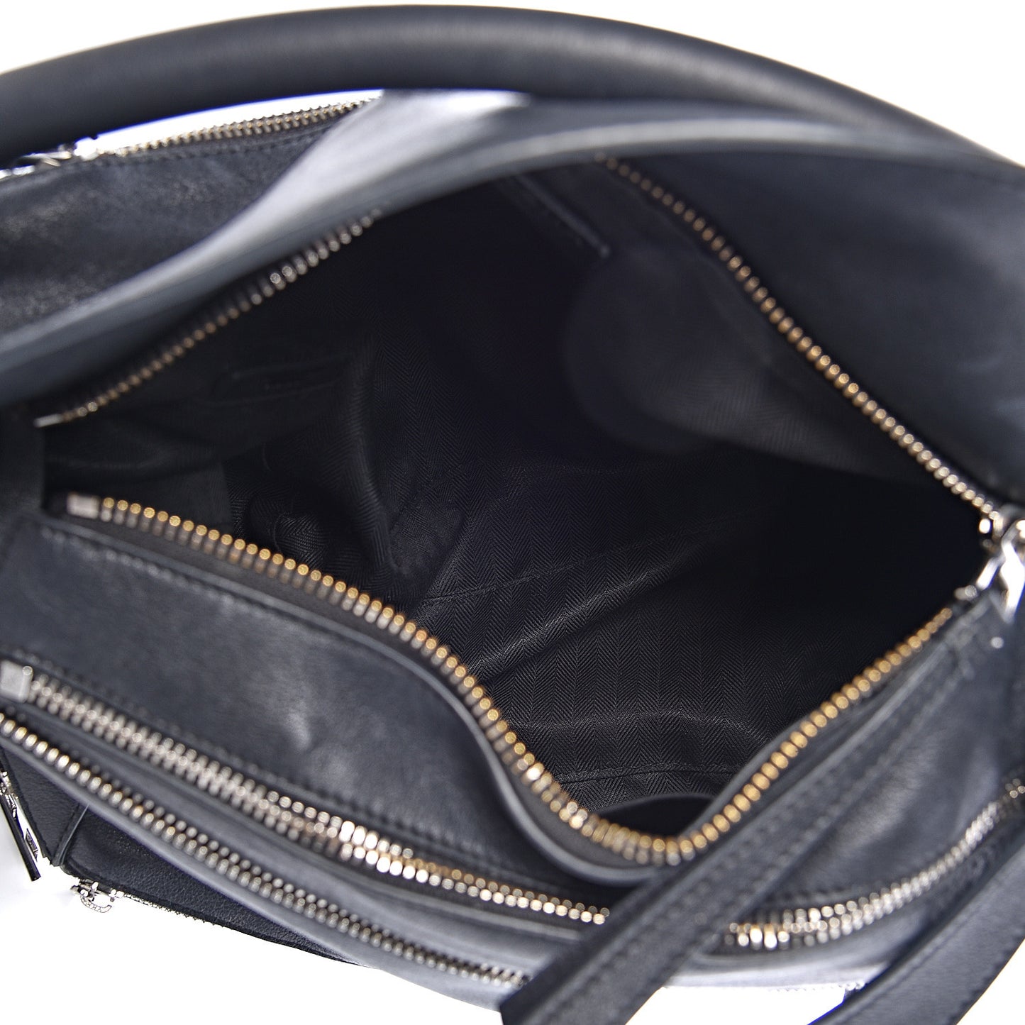 Calfskin Zipper Puzzle Bag Black