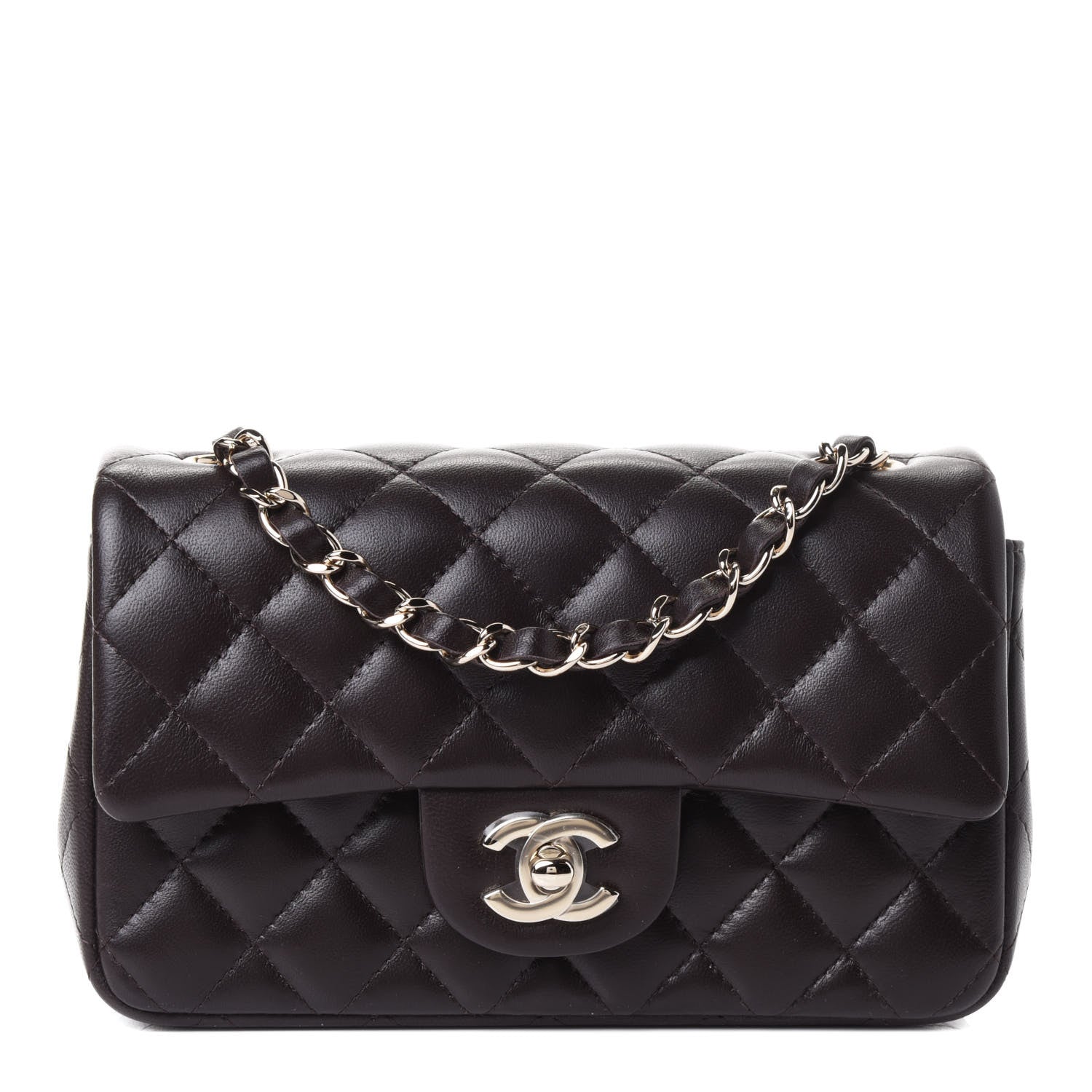 Chanel Lambskin Quilted Mini Rectangular Flap Dark Brown 1 of 4
