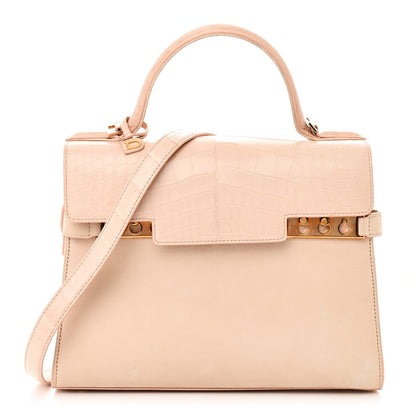Delvaux Suede Crocodile MM Tempete Satchel Light Pink 1 of 10