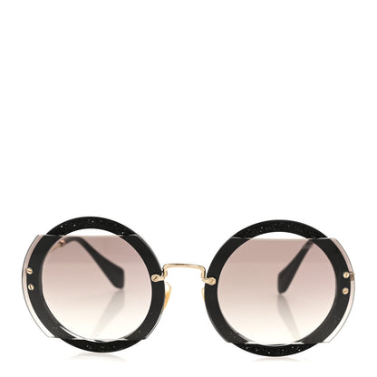 Miu Miu Acetate Glitter Round Sunglasses SMU06S Black 2 of 9