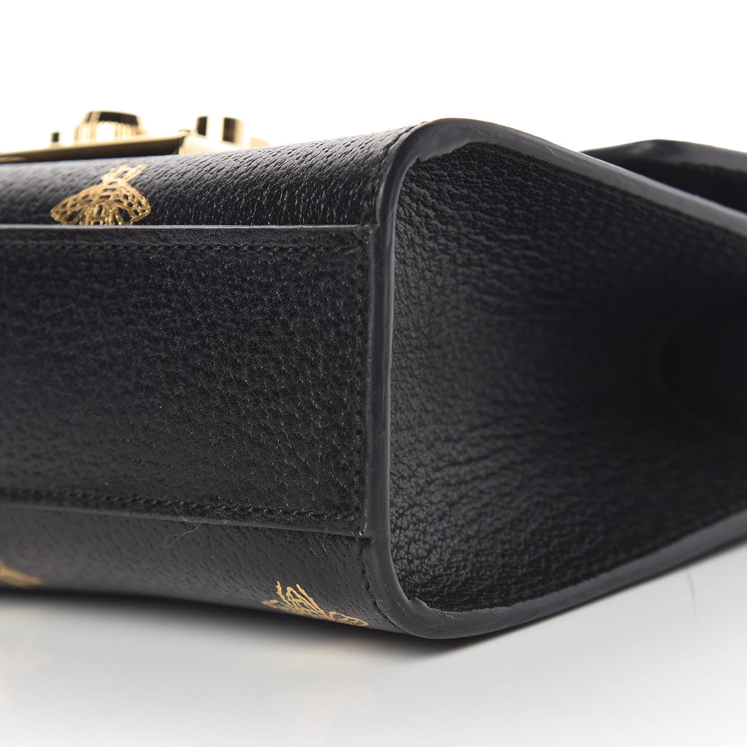Gucci Grained Calfskin Bee Star Small Padlock Shoulder Bag Black 9 of 11