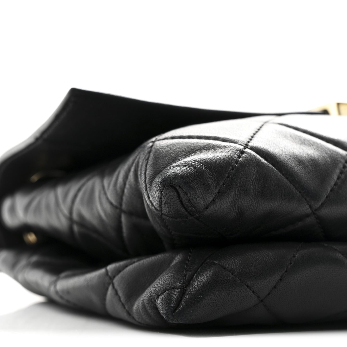 Lambskin Quilted Retro Label Clutch Black