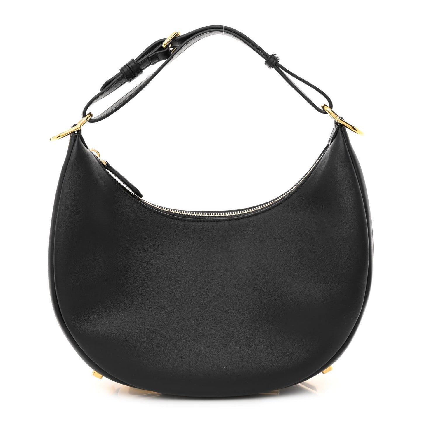 Vitello Grace Matte Small Fendigraphy Hobo Bag Black