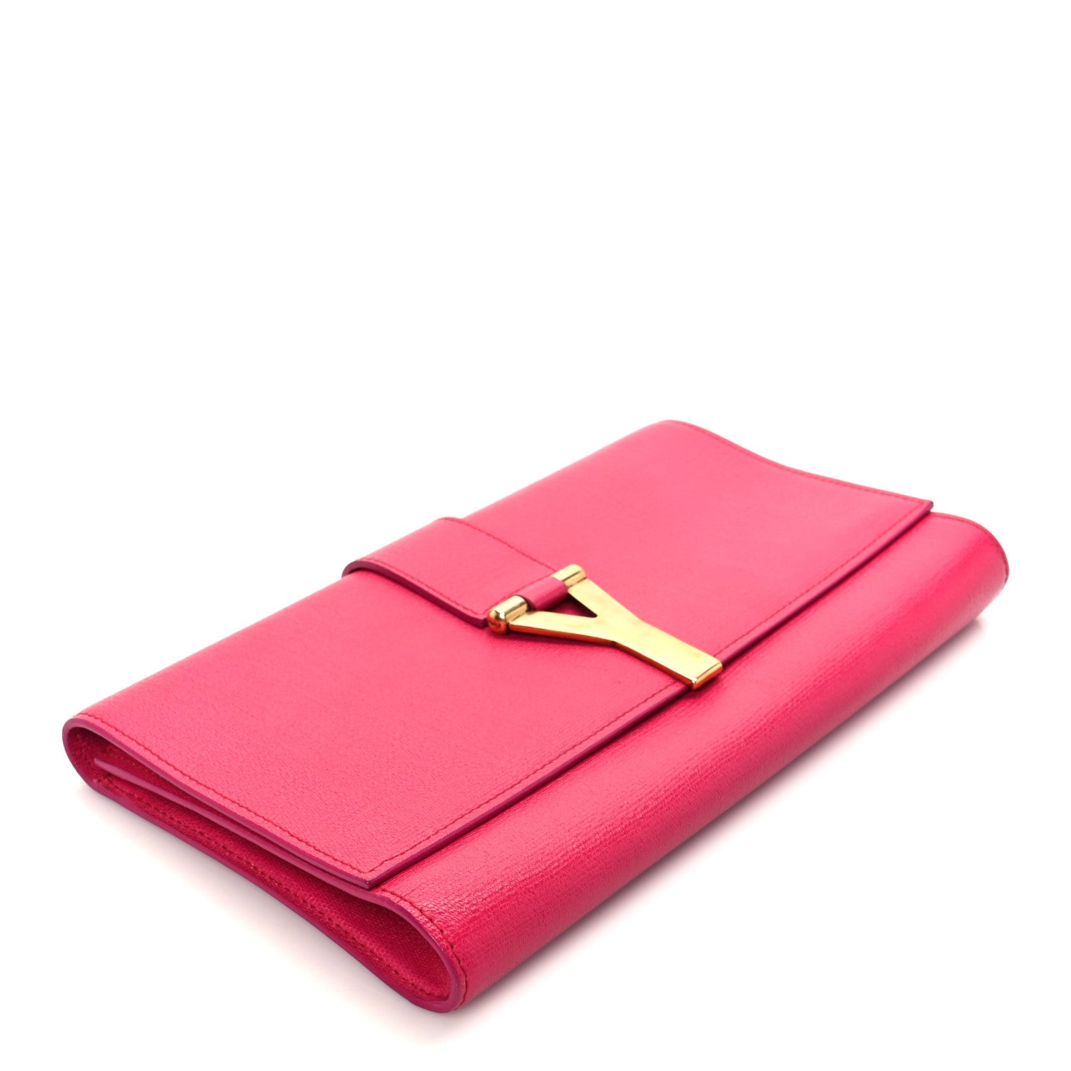 Saint Laurent Textured Calfskin Y Ligne Clutch Fuchsia 8 of 14